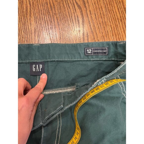 Y2K GAP Carpenter Pants Women's Size 12 Green Hammer Loop Wide Leg Baggy - Picture 4 of 5